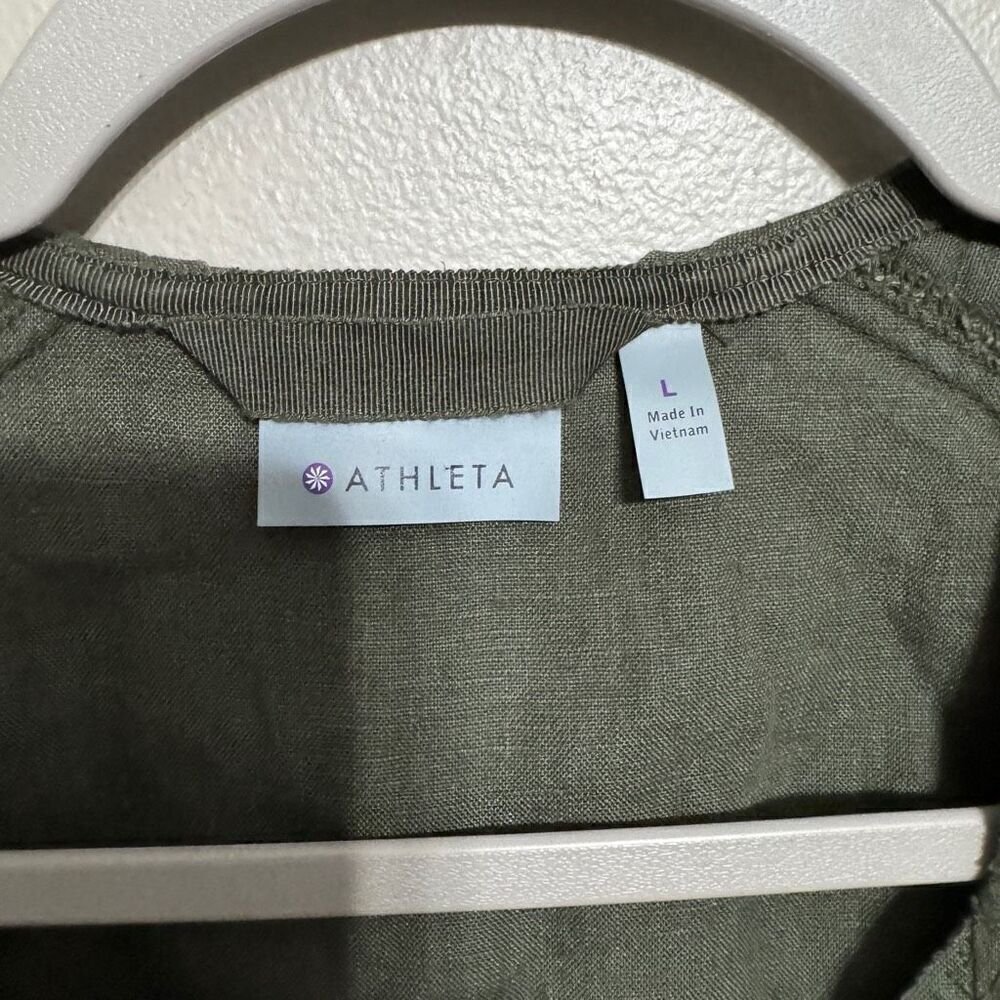 Athleta Wanderbout Olive Green Linen Utility Vest Size Large - Picture 6 of 8